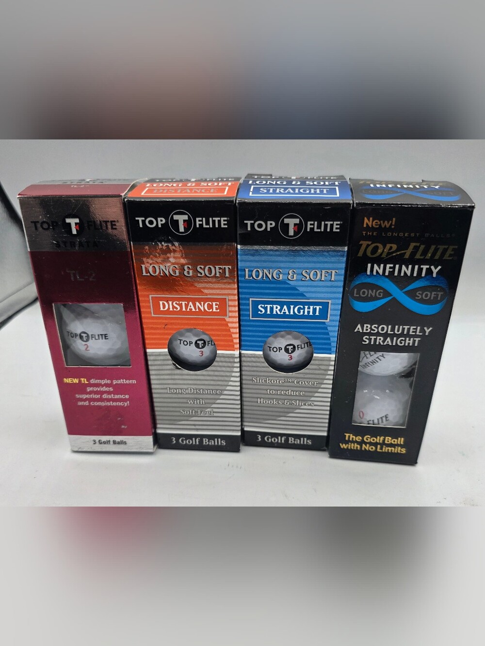 Top Flite Long & Soft Distance Golf Balls - Mixed Lot Of 12 Balls.